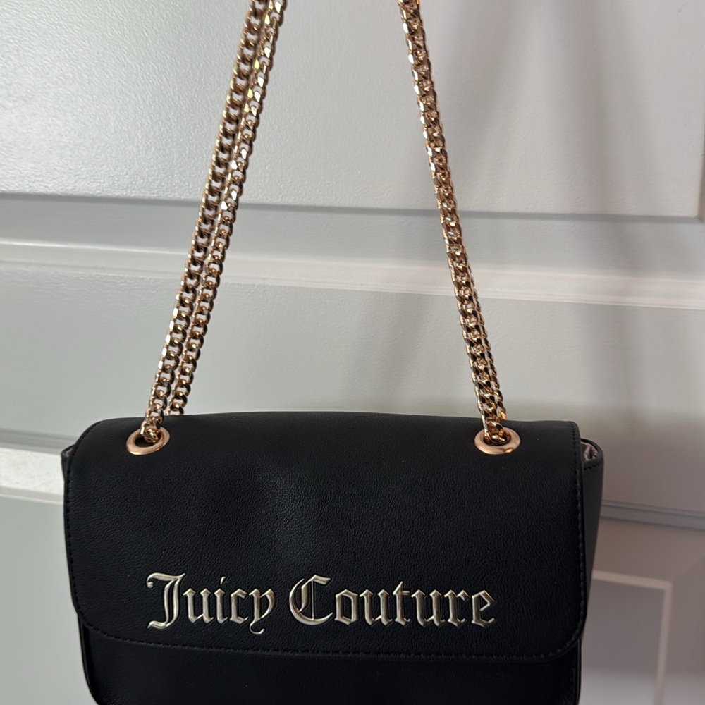 Juicy Couture Black Shoulder Bag with Gold Chain